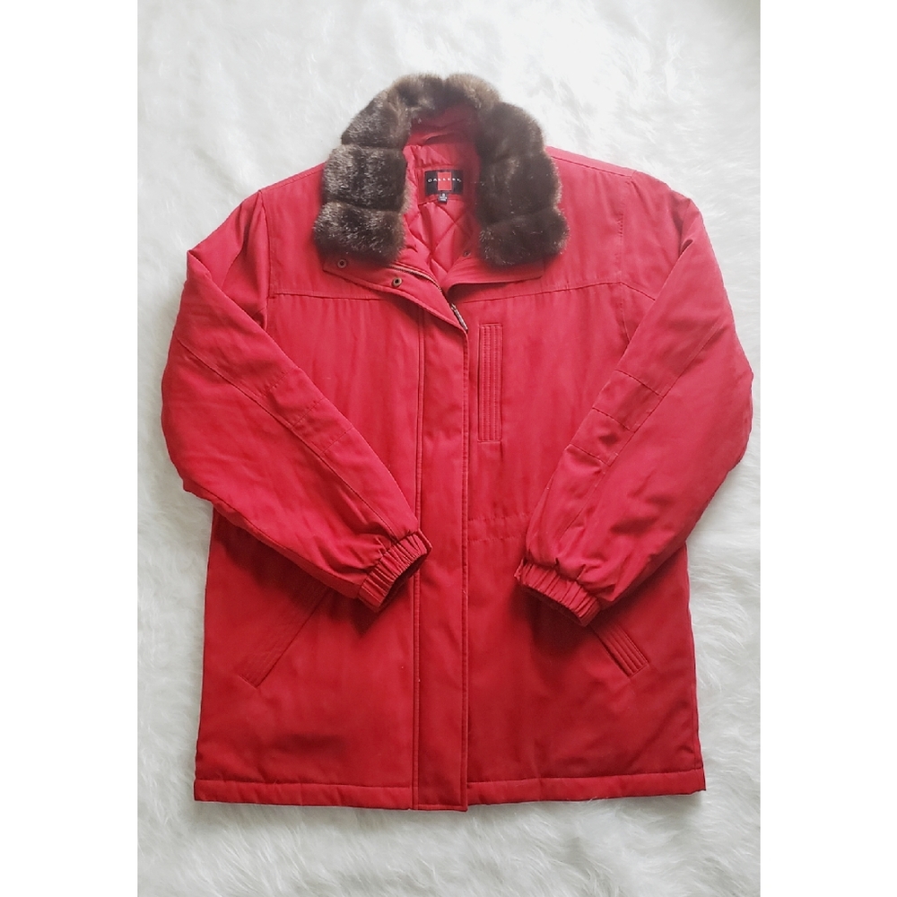 Women's Red Gallery Faux Suede Quilted Coat - S